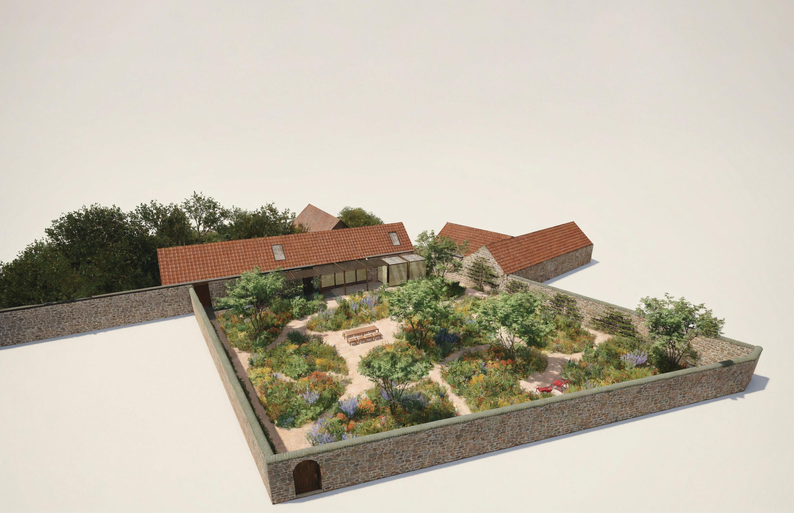 Garden and house illustration
