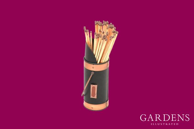 Personalised Extra Long Fireside Matches And Holder By Dibor on a pink background