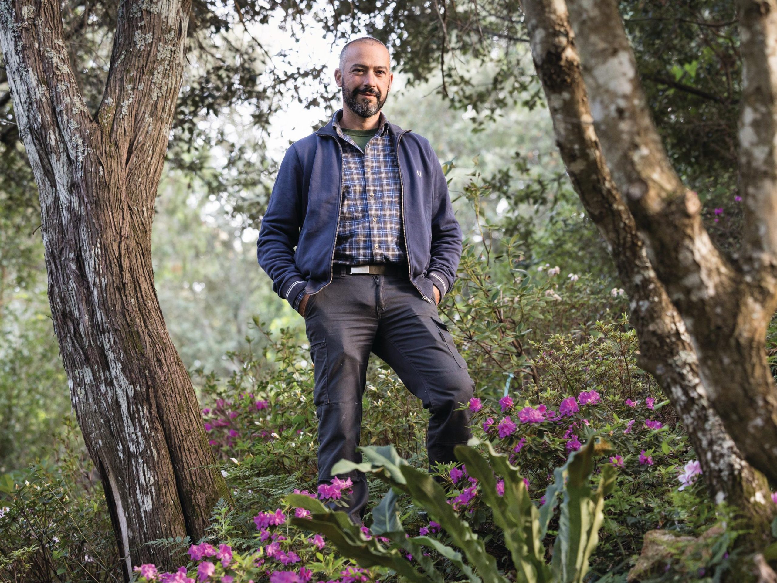 Man stood in garden