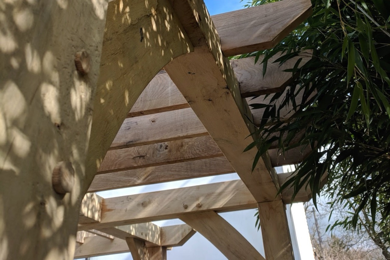 A wooden pergola