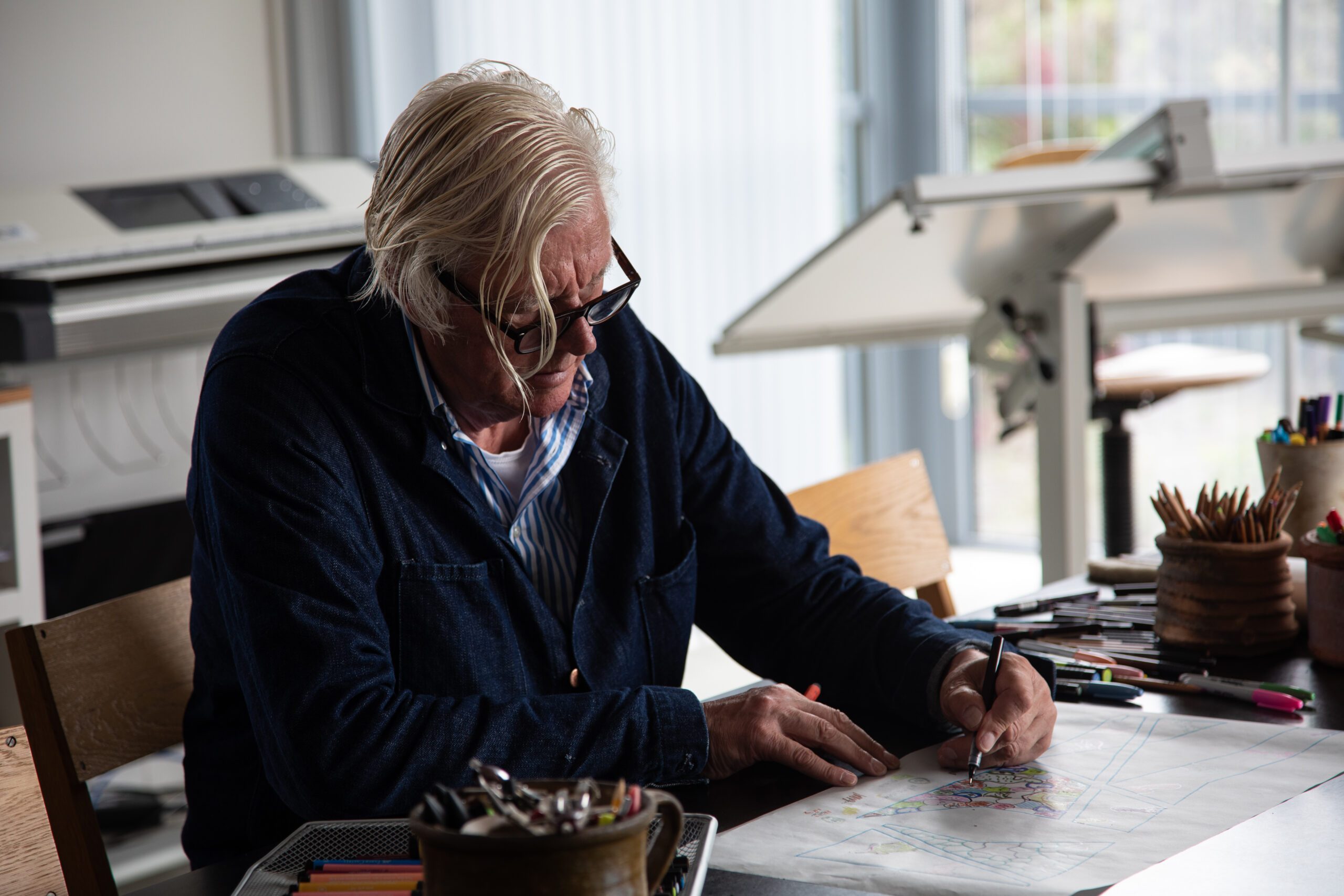 Piet Oudolf at his desk