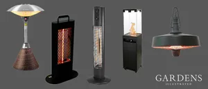 Patio heaters Selection of patio heaters on a grey background