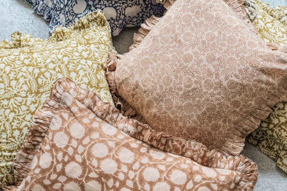 Graham & Green Indian hand block printed floral cushions