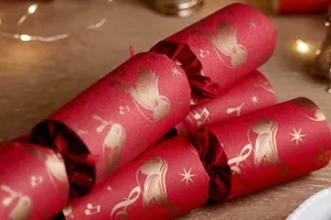 RSPB Christmas chorus recycled crackers with chocolate RSPB Christmas chorus recycled crackers with chocolate on a table