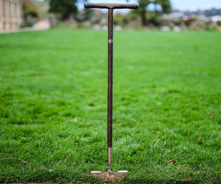 Vintage Ash Edging Tool on a lawn