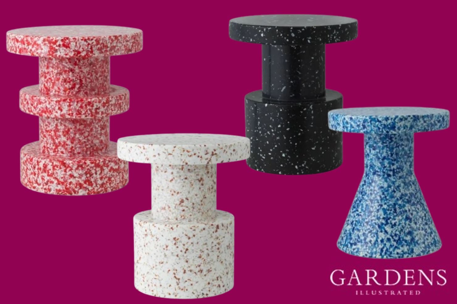 Normann Copenhagen Bit Stools on a pink background