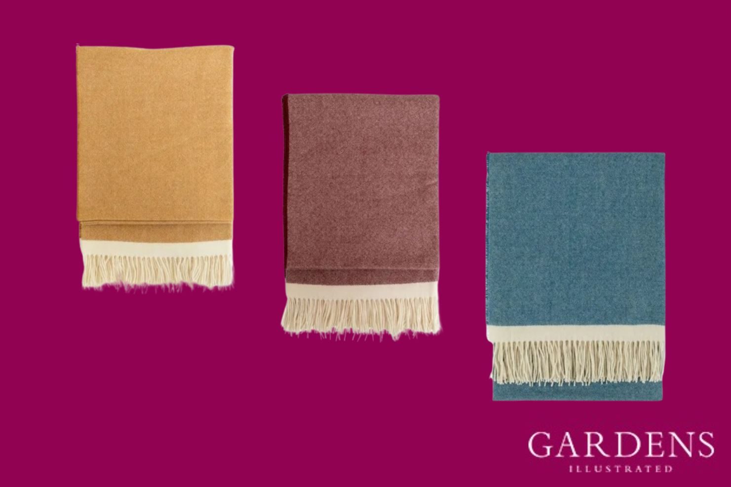 Lambswool Edge Throws on a pink background