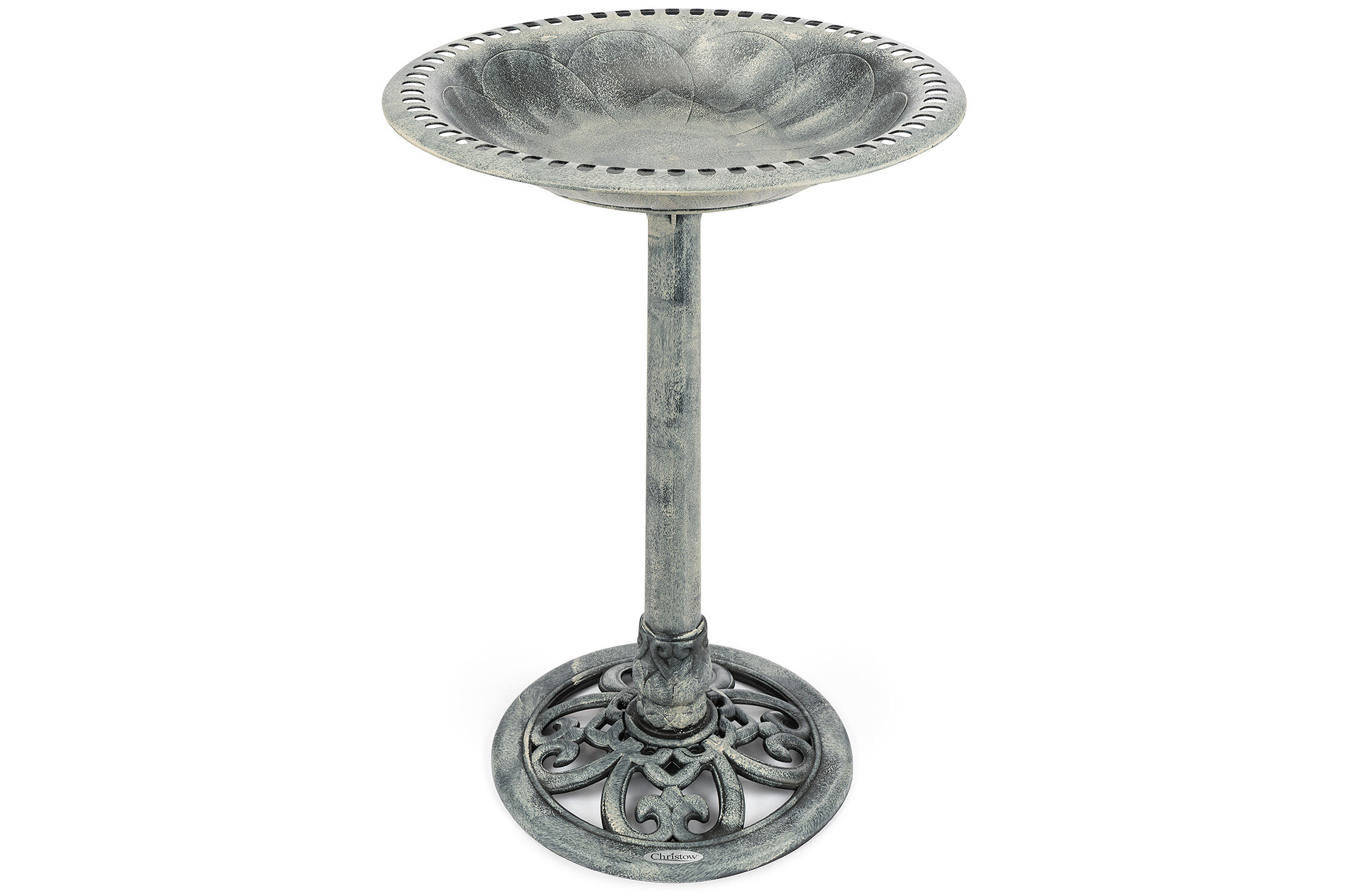 Resin Rustic Bird Bath on a white background