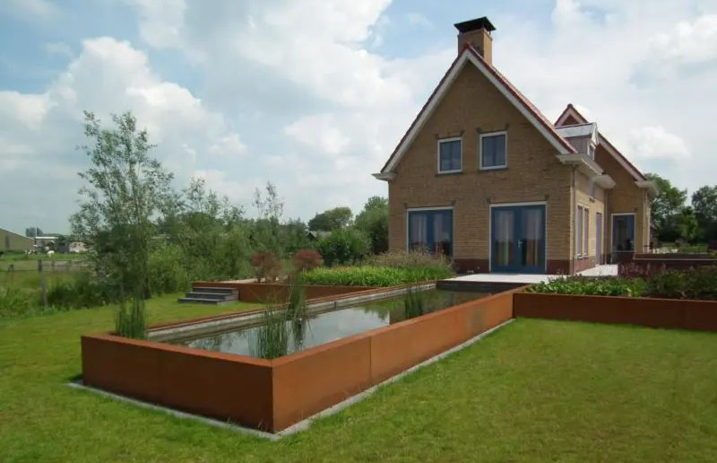 Corten Steel Pond in a large garden