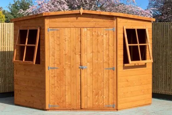 Shire Shiplap 7ft x 7ft Wooden Corner Garden Shed with Double Doors