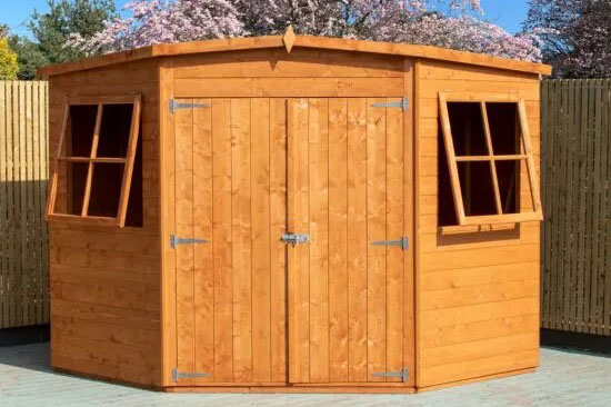 Shire Shiplap 7ft x 7ft Wooden Corner Garden Shed with Double Doors