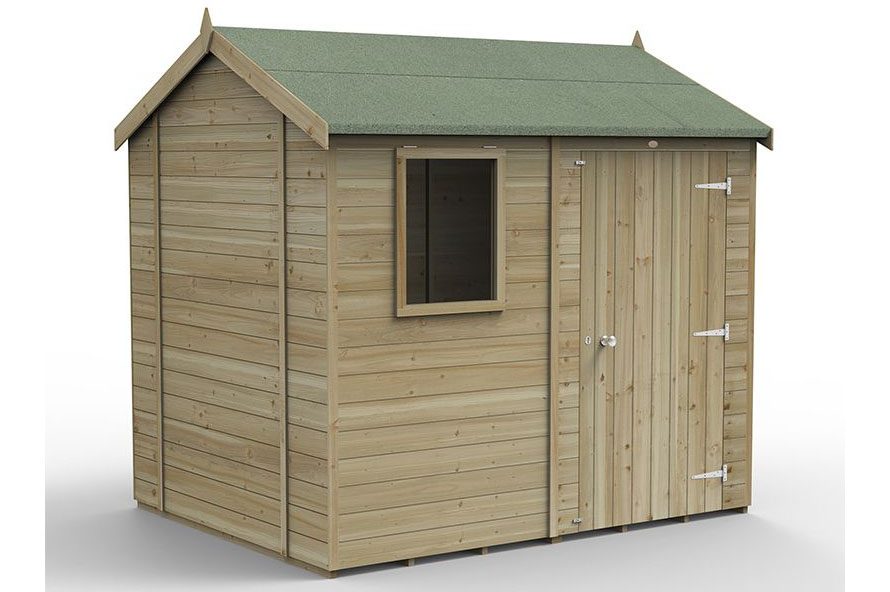 8' x 6' Forest Timberdale Pressure Treated Reverse Shed on a white background