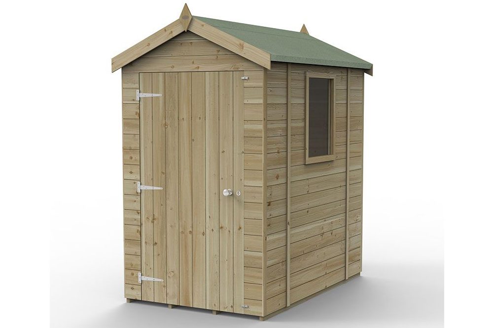 6' x 4' Forest Timberdale Pressure Treated Shed on a white background