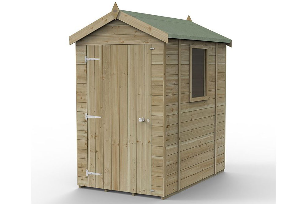 6' x 4' Forest Timberdale Pressure Treated Shed on a white background
