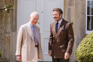 The King and Sir David Beckham at Highgrove Gardens The King and Sir David Beckham at Highgrove Gardens