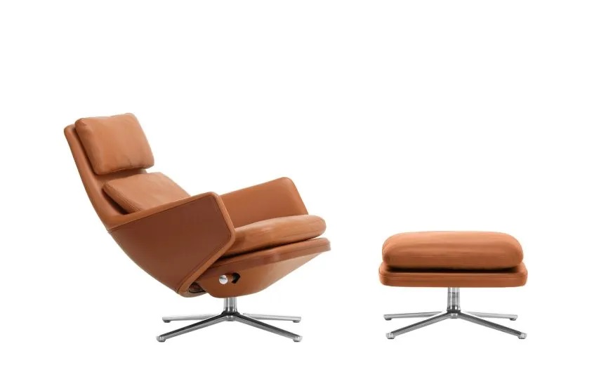 Vitra Grand Relax Chair & Ottoman on a white background