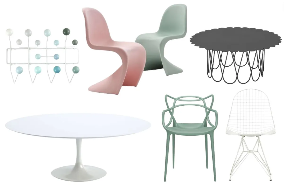Heal's mid-century sale furniture items Heal's mid-century sale furniture items on a white background