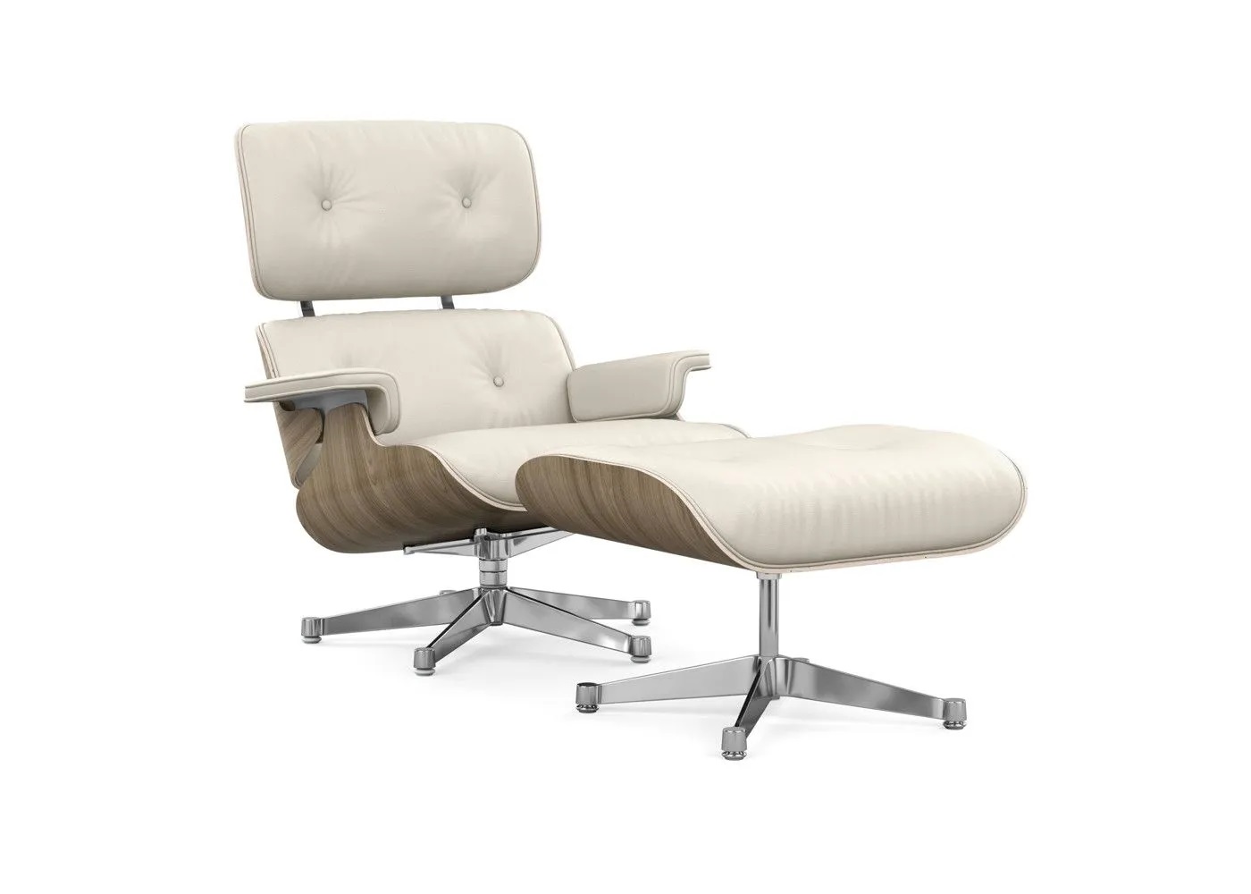 Vitra Eames Lounge Chair & Ottoman on a white background