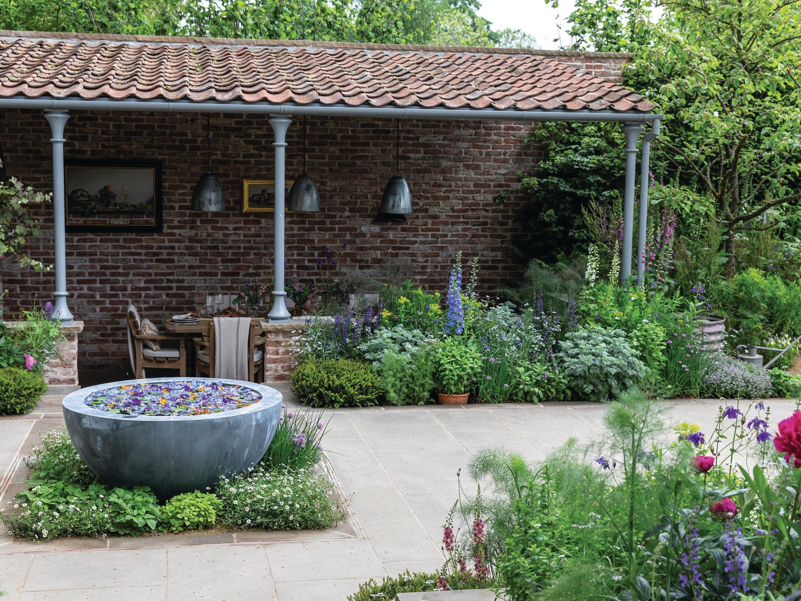 Cottage style garden in bloom