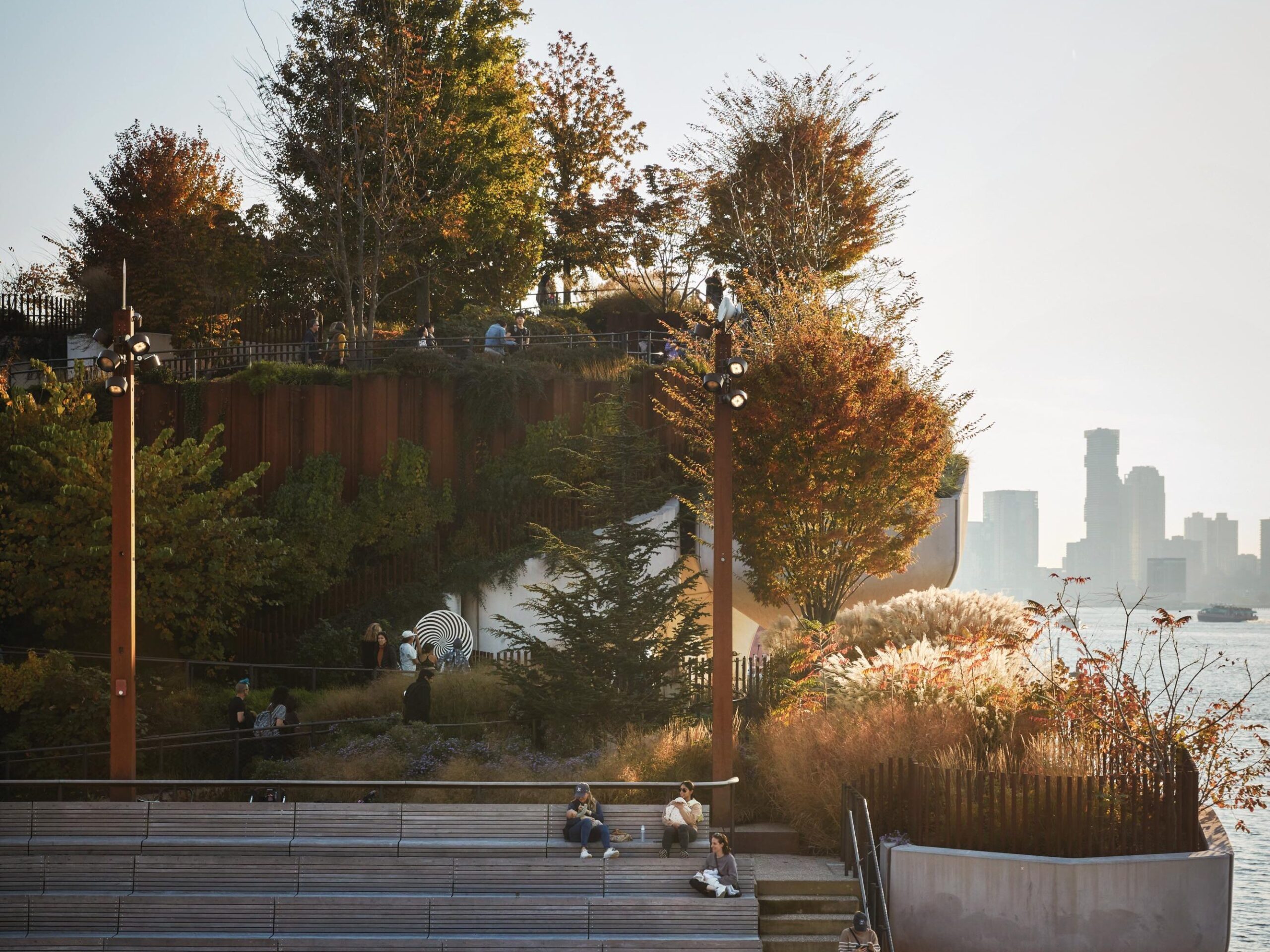 Concrete stairs in urban city garden