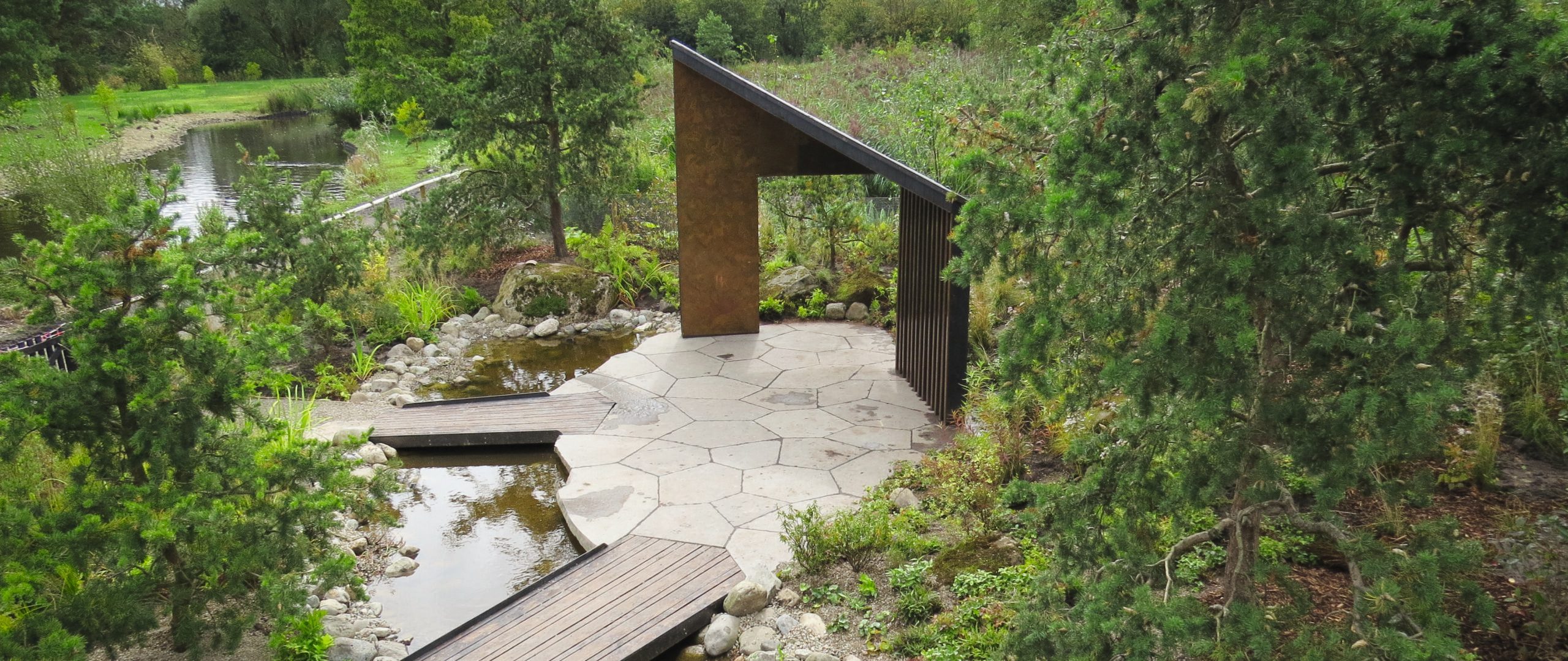 The 2017 Royal Bank of Canada garden, designed by Charlotte Harris and inspired by the boreal forests of Ontario, took three months to relocate to the Wooded Wetlands at WWT Martin Mere Wetland Centre in Lancashire.