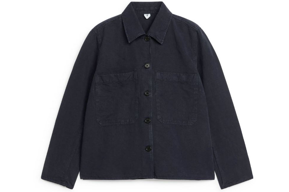 Arket Linen Blend Overshirt on a white background