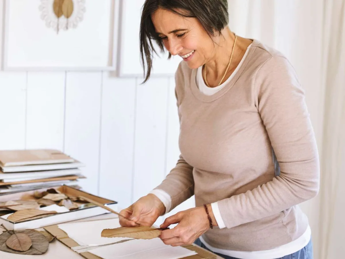 Artist Susanna Bauer at work in her studio Artist Susanna Bauer at work in her studio