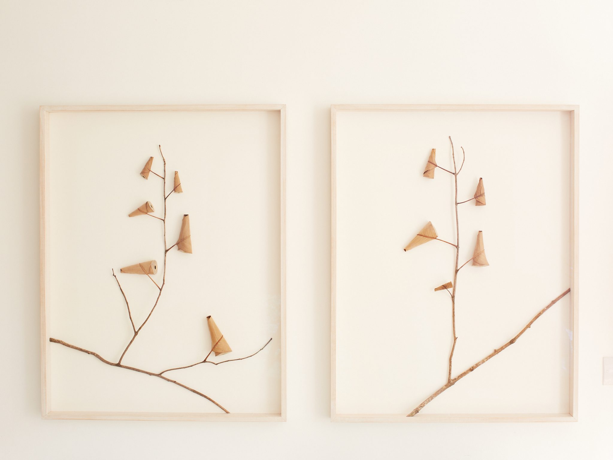 leaves and twigs made into a sculptural piece of art