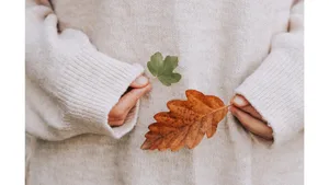 Best plant ID books Person in jumper holding two leaves