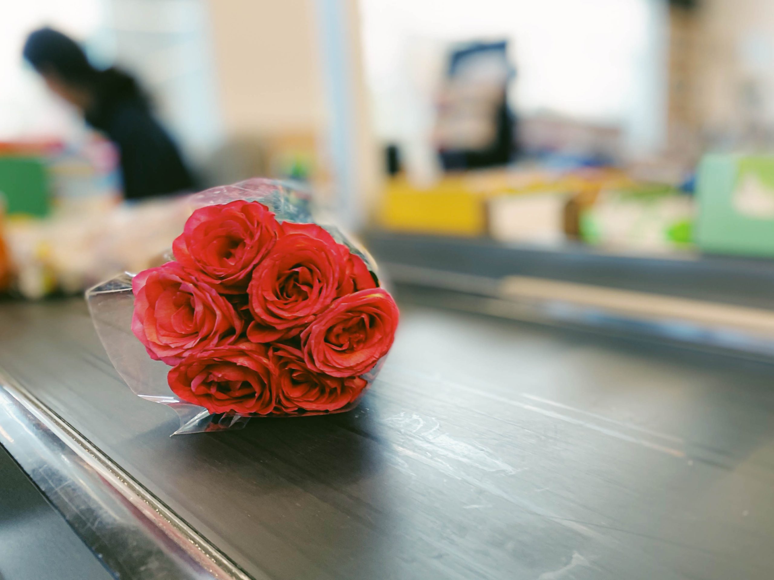 Red roses in the supermarket