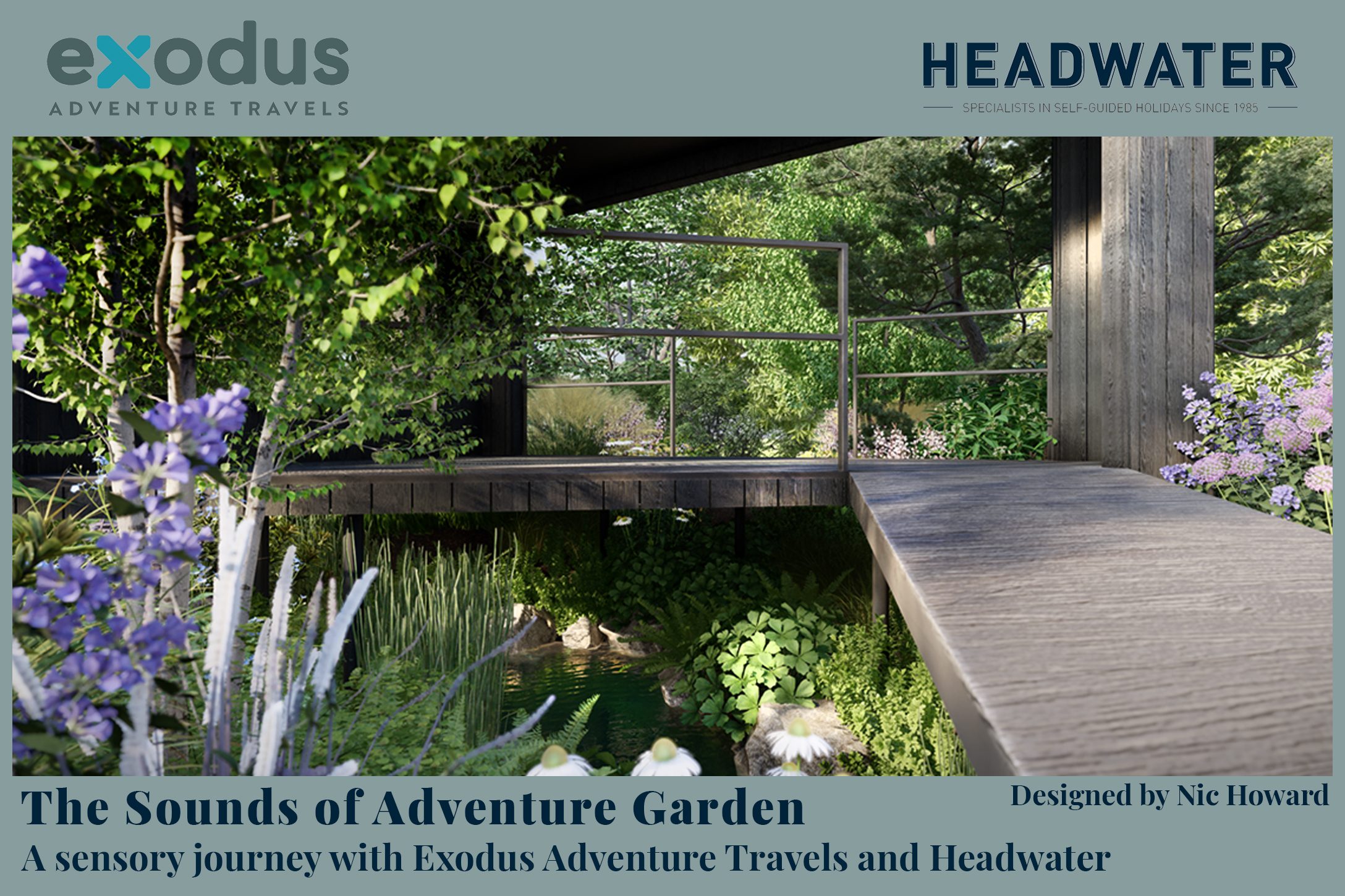 Hampton Court Palace Garden Festival 2024: The Sounds of Adventure Garden designed by Nic Howard - Show Garden