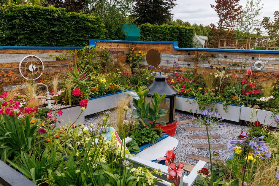 The Lighthouse Garden designed by Tracy Harman and Tony Wagstaff, sponsored by Southend City Council. RHS Hampton Court Palace Garden Festival 2024.