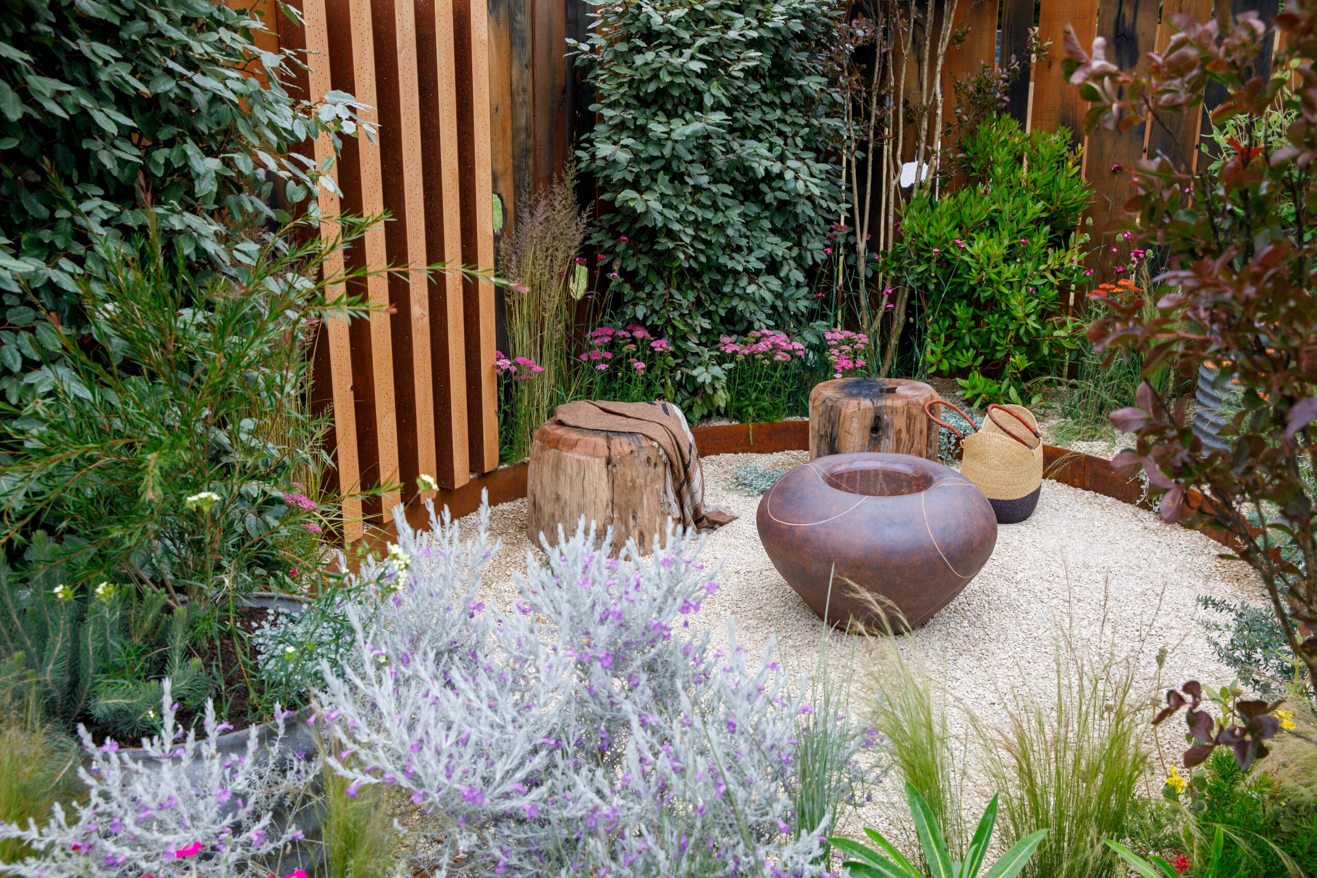 A Four Season Sanctuary, designed by Tim Jennings at RHS Hampton Court Palace Garden Festival 2024
