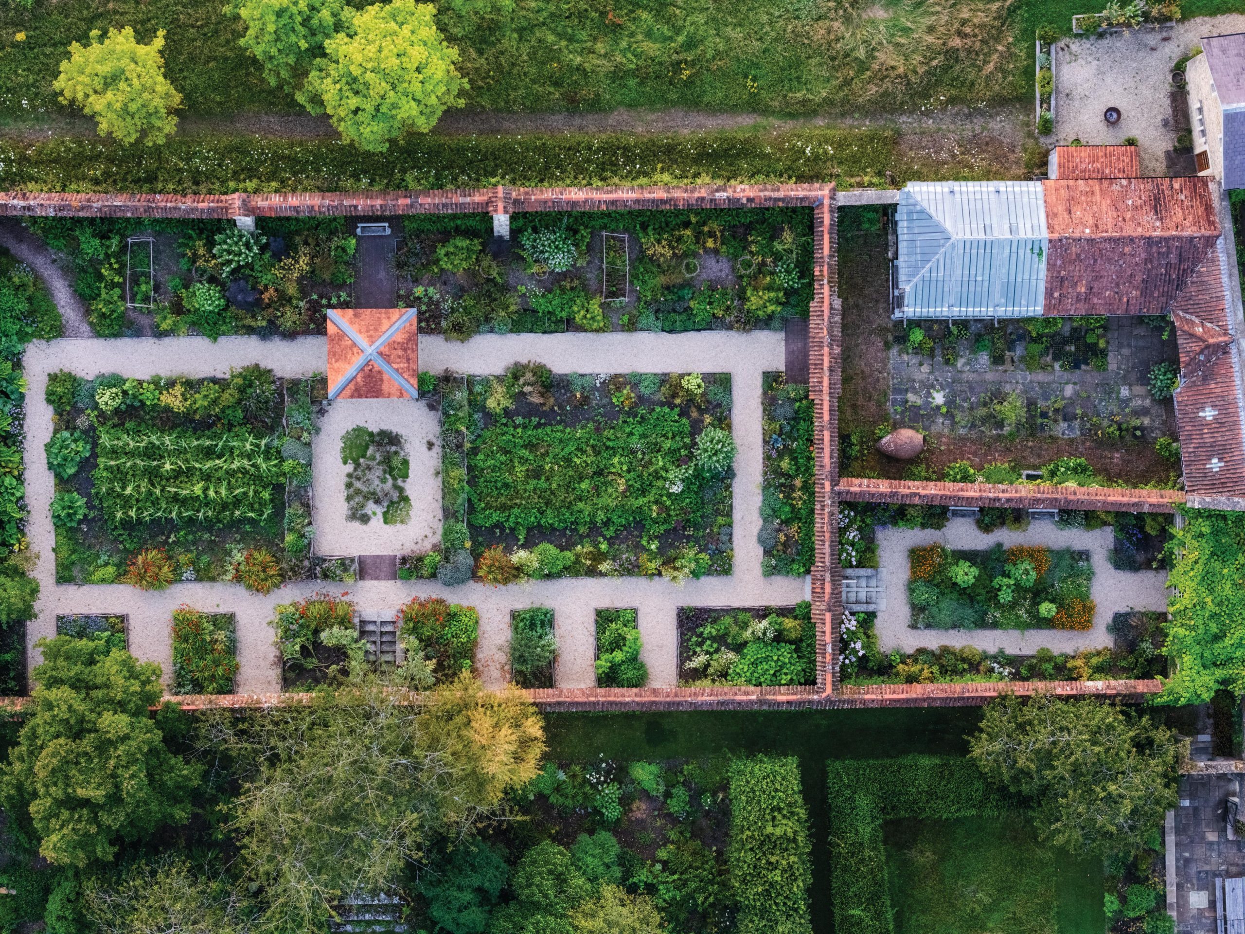 Aerial view of walled garden