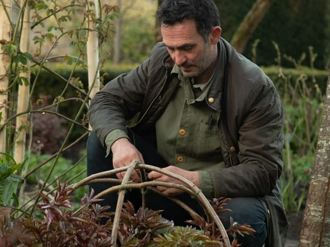 GI Sissinghurst April 2023 -376 Troy Scott Smith creating peony supports at Sissinghurst