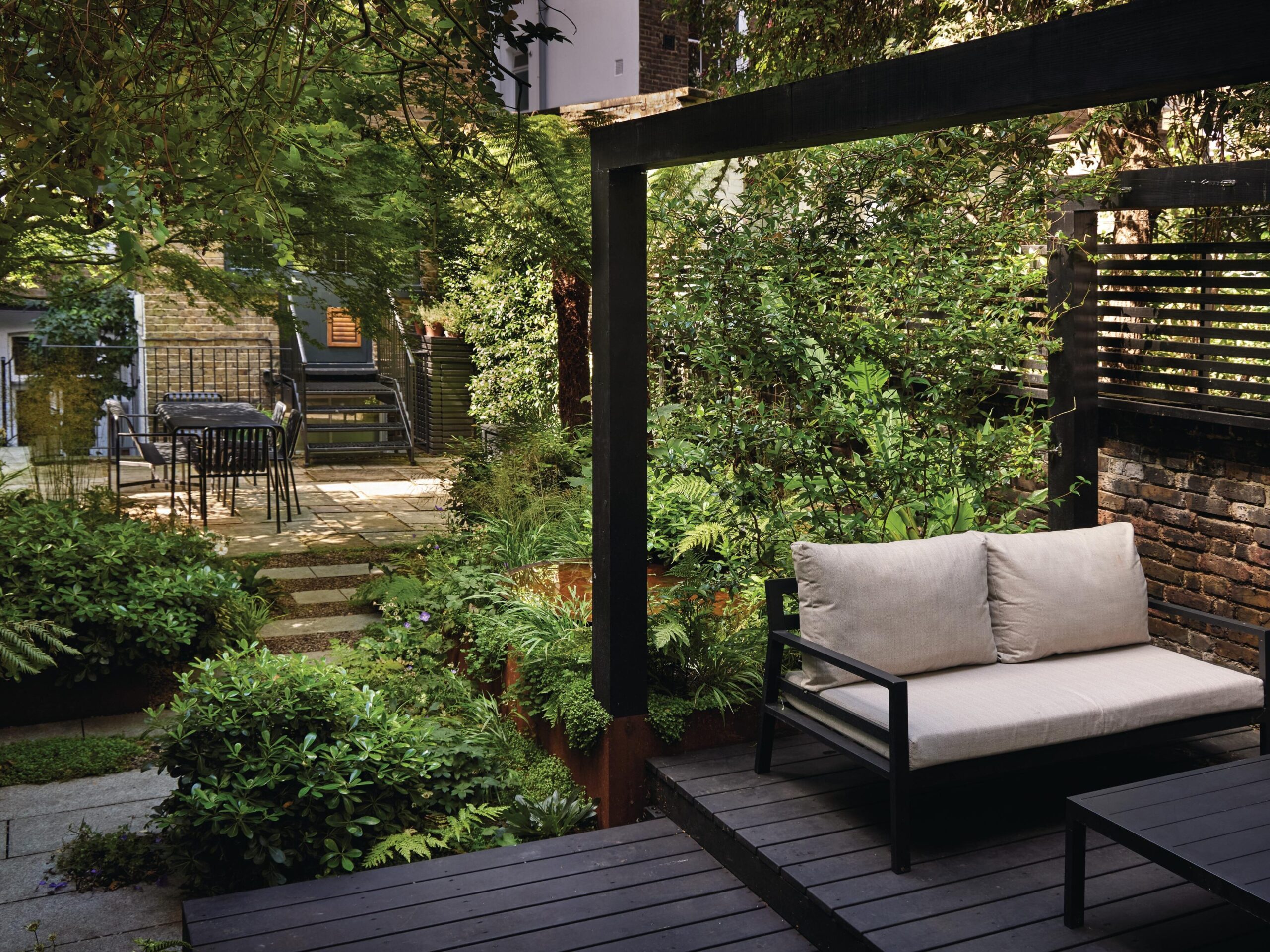 Garden seating and pergola