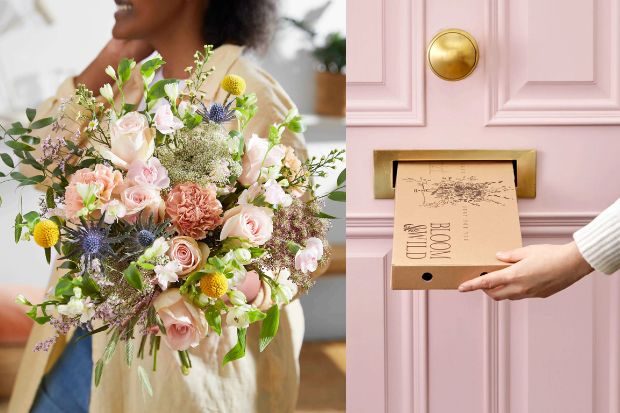 Bloom & Wild flower delivery and woman holding flowers