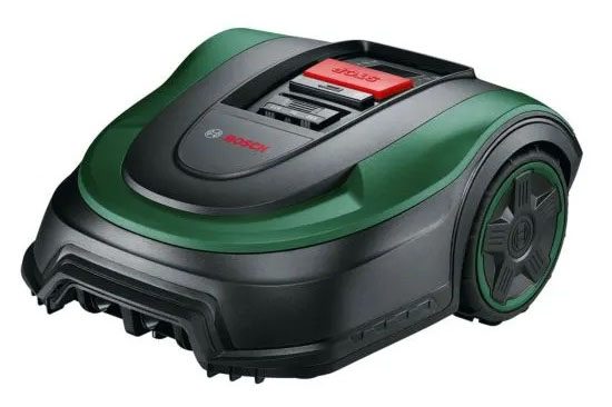 Bosch Indego S 500 robot mower on a white background