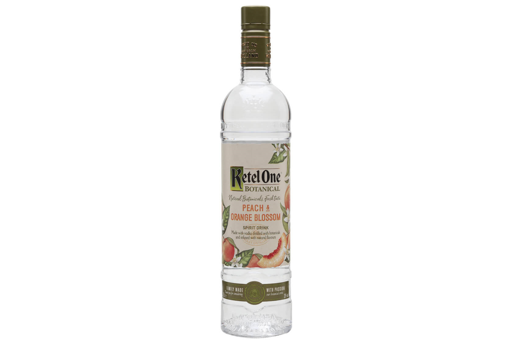 Ketel One Botanical Peach & Orange Blossom drink on a white background