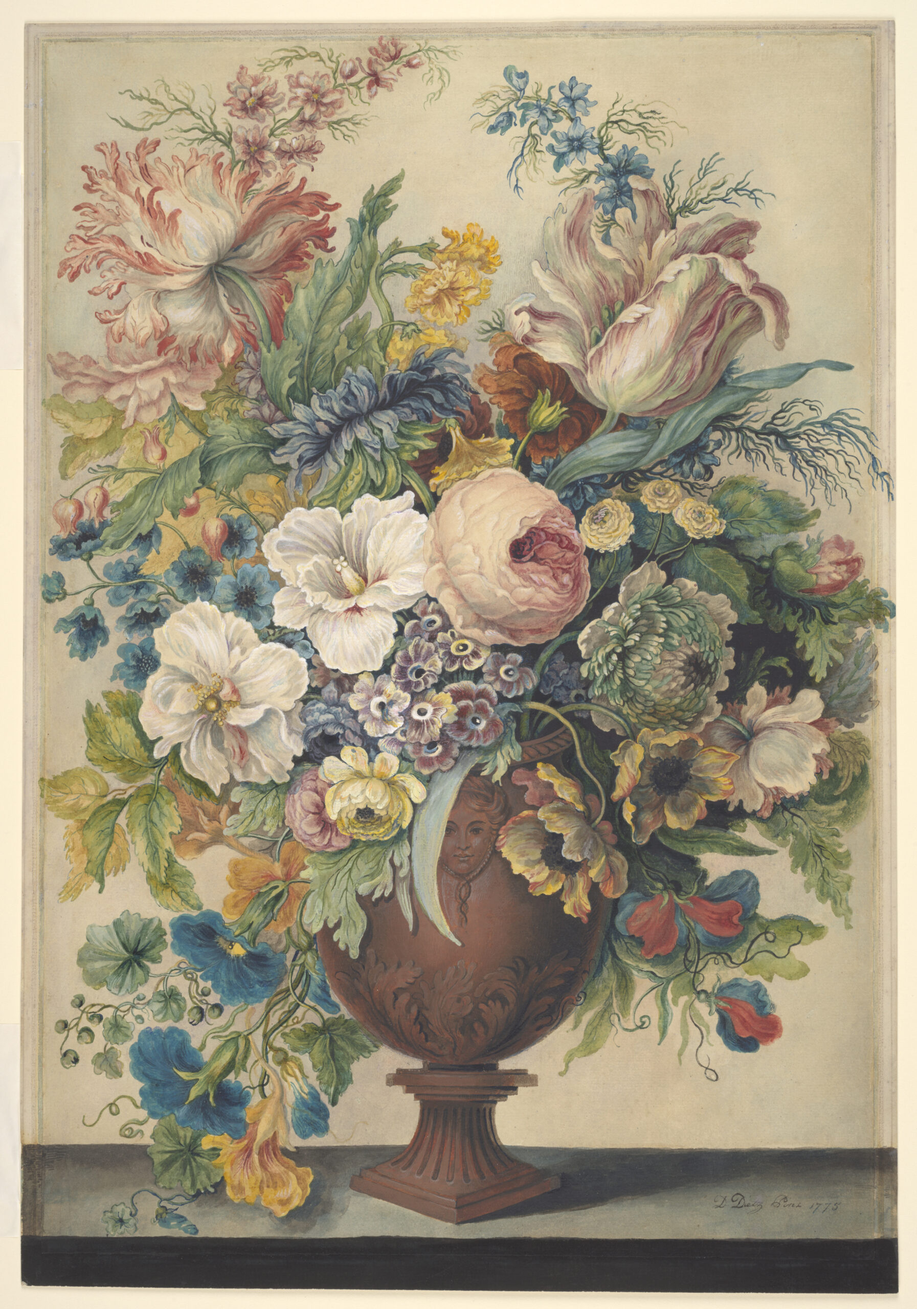 Diana Hill, Flowers in a vase which stands on a ledge, 1773. Photograph © The Fitzwilliam Museum, University of Cambridge.