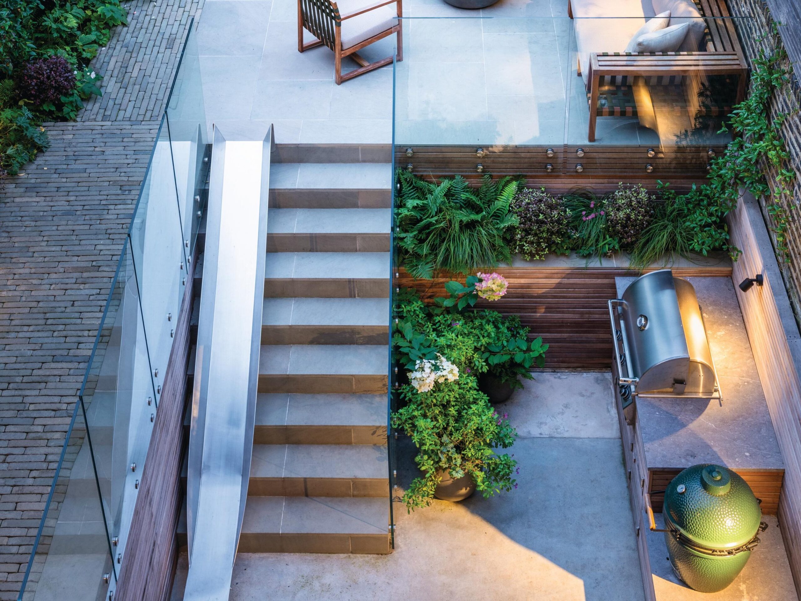 Garden with slide and steps