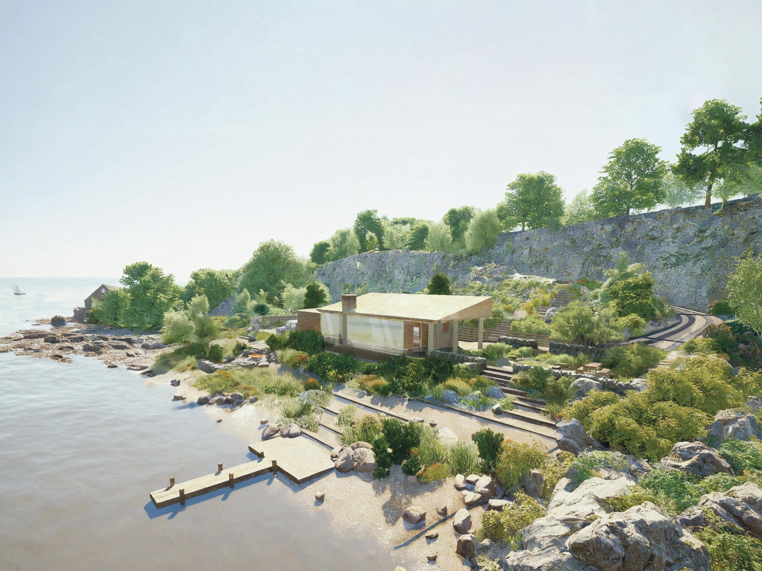 Scottish garden and house by water