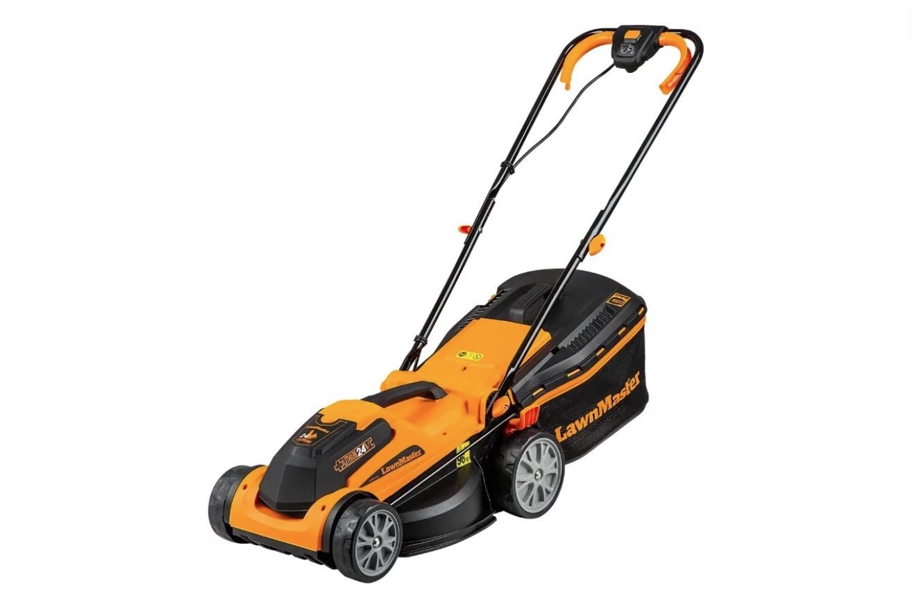 LawnMaster MX 24V mower on a white background
