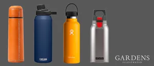 Insulated flasks Compilation of insulated flasks on a grey background