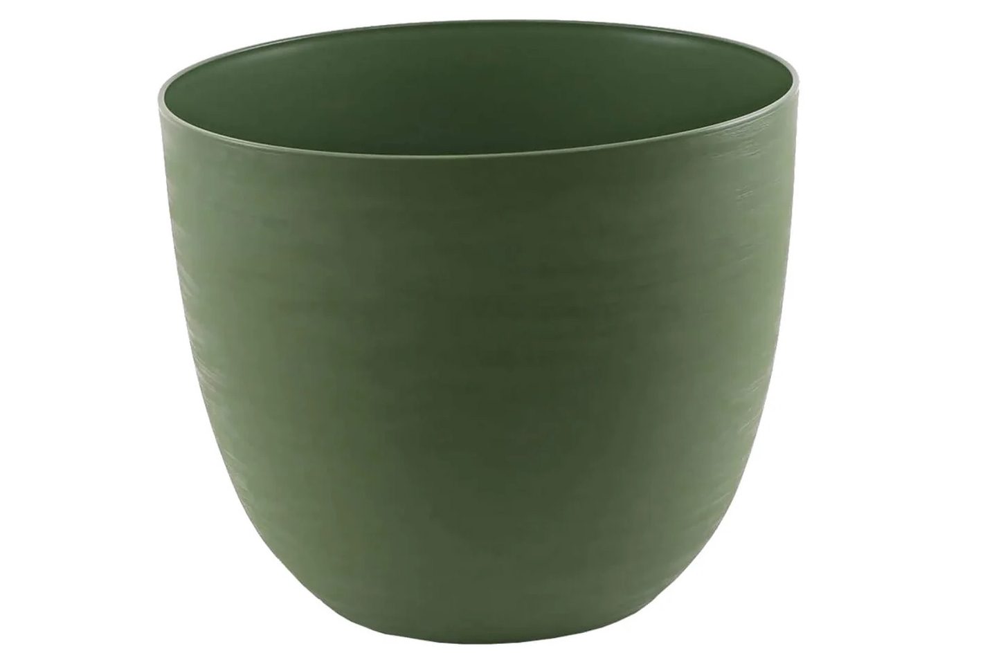 Self-watering recycled planter on a white background