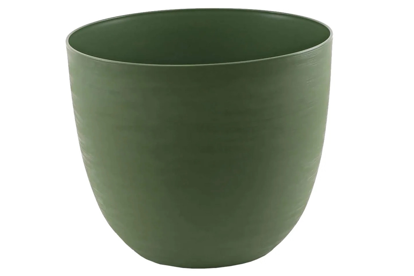 Self-watering recycled planter on a white background