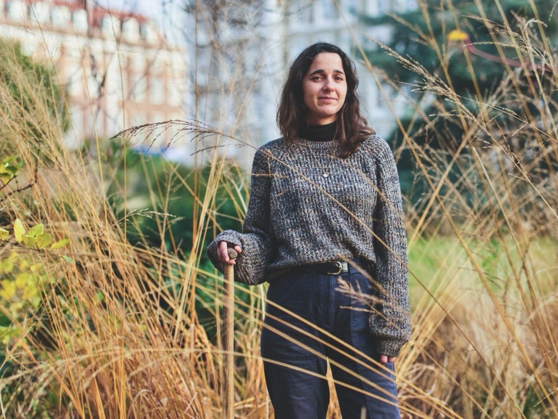 Woman stood in garden