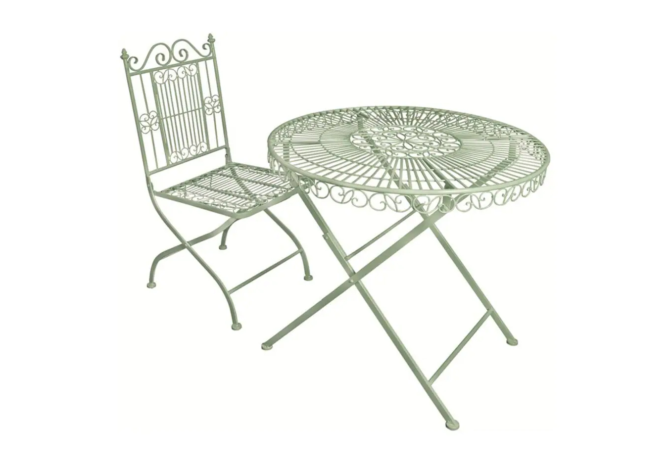 Metal folding two seat bistro set