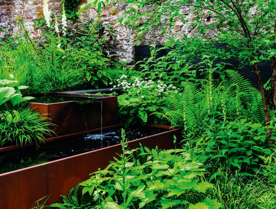 Water feature in a garden