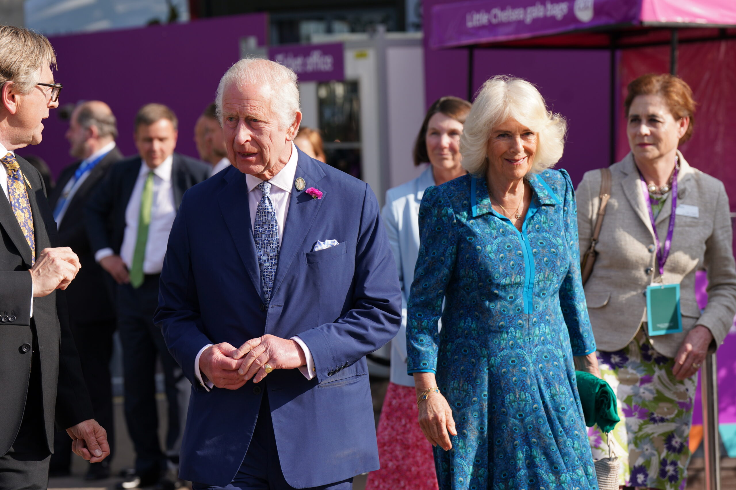 King Charles III and Britain's Queen Camilla at the 2024 RHS Chelsea Flower Show